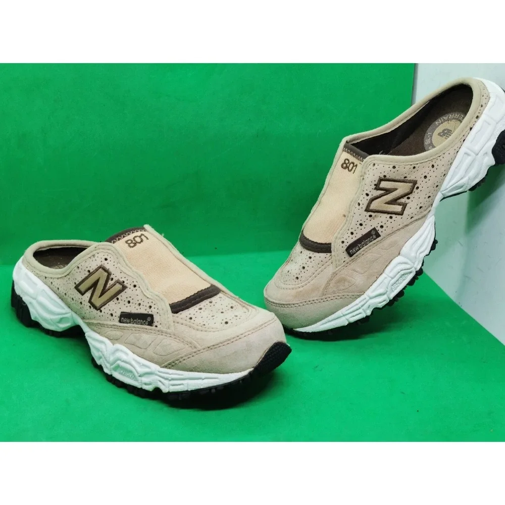 New Balance 801 Slip On All Terrain Beige Suede Leather Shoes Size 6.5 D W801FC